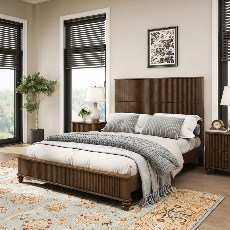 Platform Bed Frame & Tall Headboard by HouseOfZazla