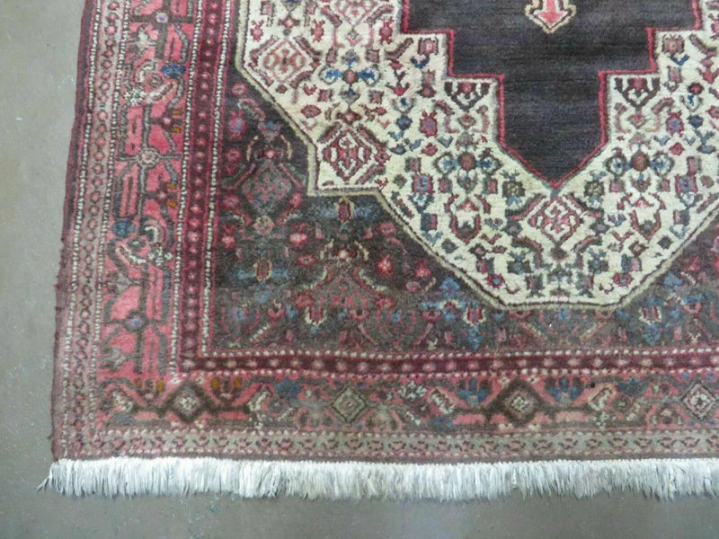 4' X 5' Antique Handmade India Floral Oriental Wool Rug Brown Vegetable Dyes by Jewel Rugs