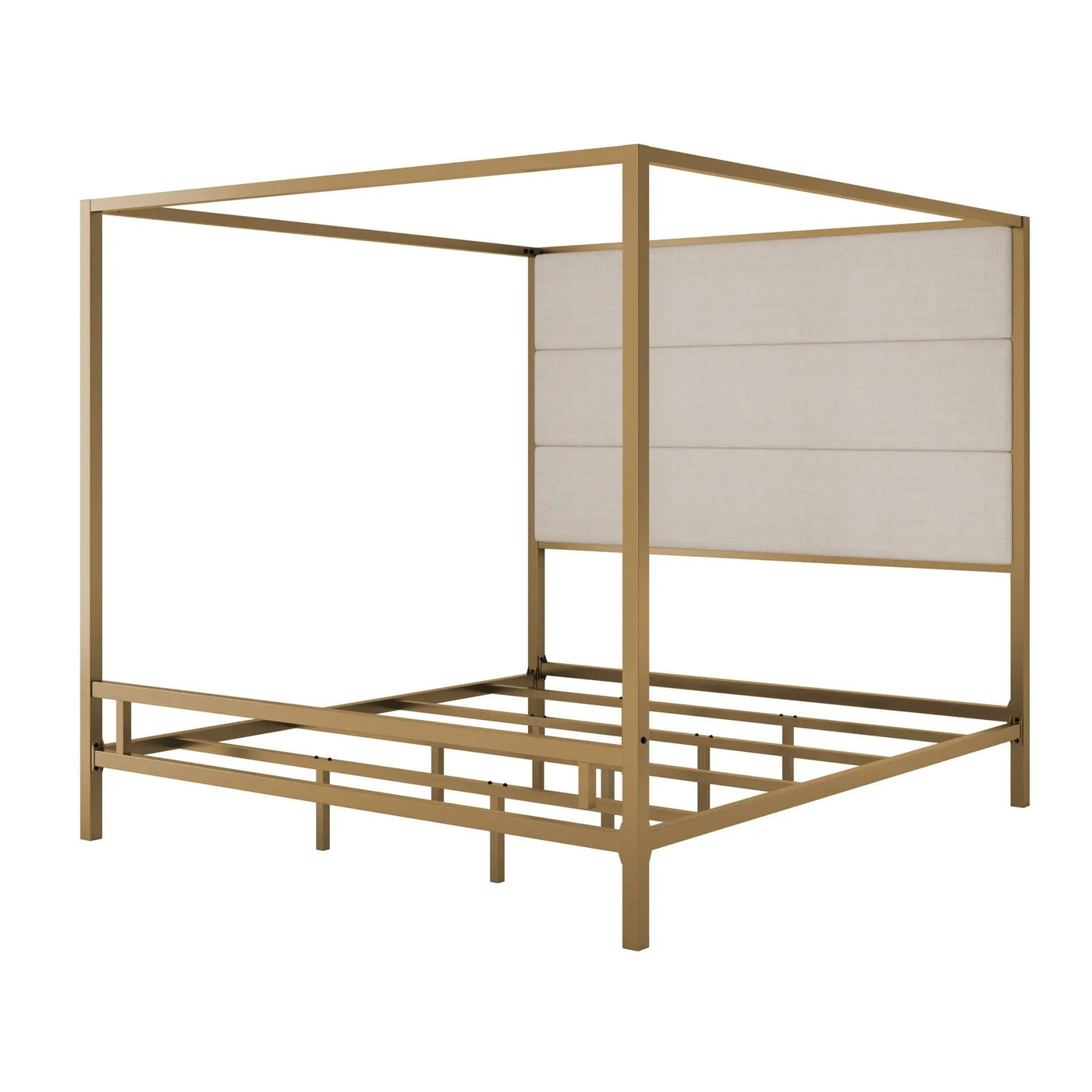 Canopy Bed With Tall Upholstered Headboard, 4 Poster Frame by HouseOfZazla