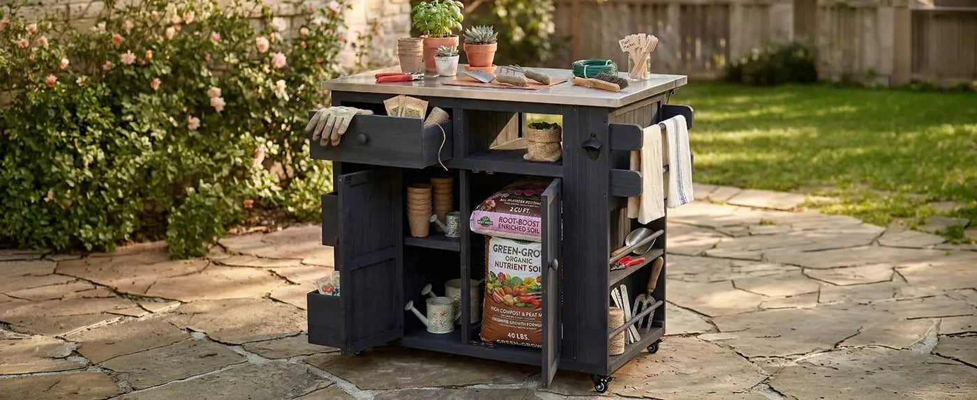 TOPMAX Outdoor Solid Wood Extendable Kitchen Island by HouseOfZazla