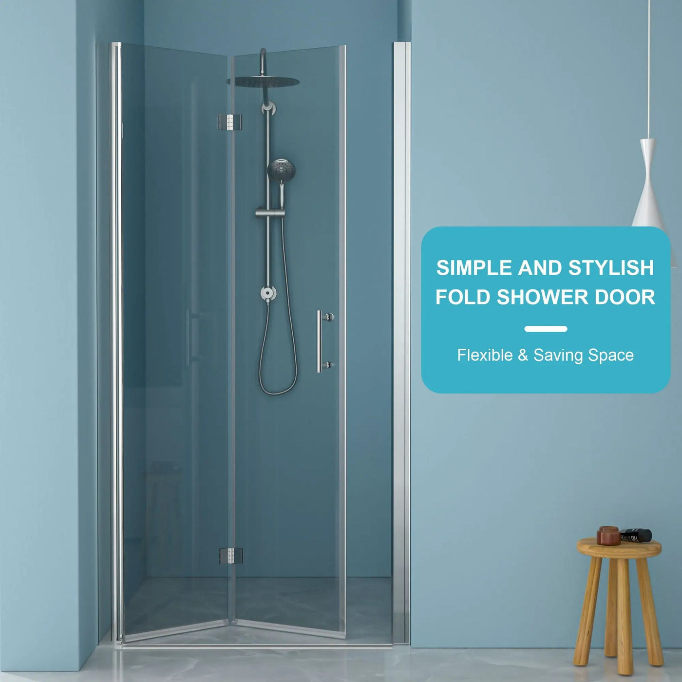 Fold Frameless Shower Door With Tempered Glass by HouseOfZazla