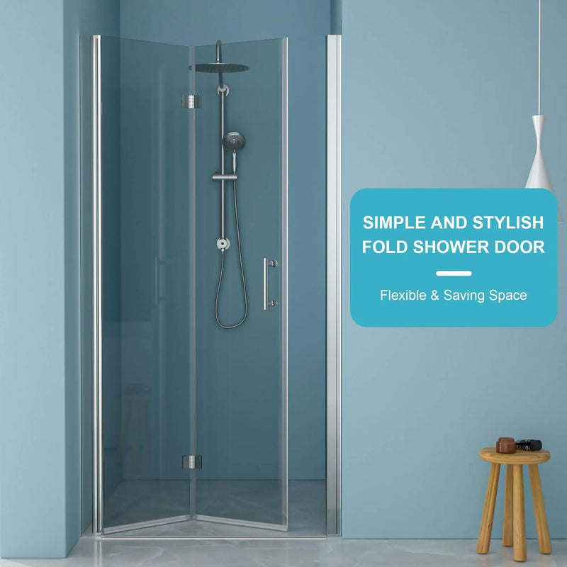 Fold Frameless Shower Door With Tempered Glass by HouseOfZazla