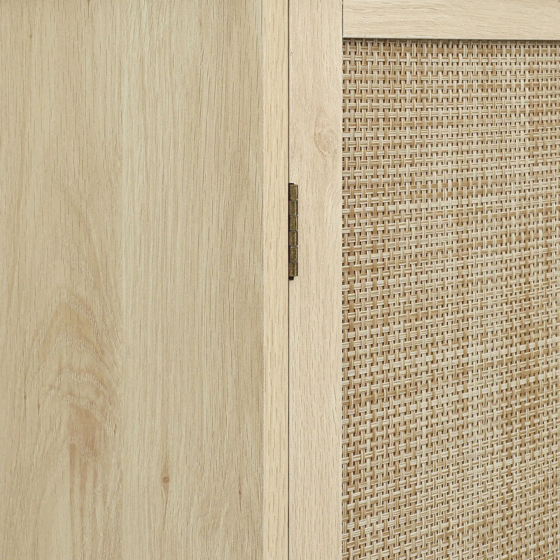 4 Door Storage Cabinet With 1 Drawer And 4 Adjustable Inner Shelves - Natural by HouseOfZazla