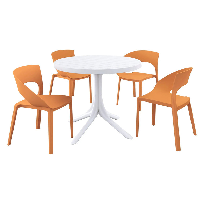 4 Piece Set Of Modern Designed Single Chairs With Round Table by Unique Piece Furniture