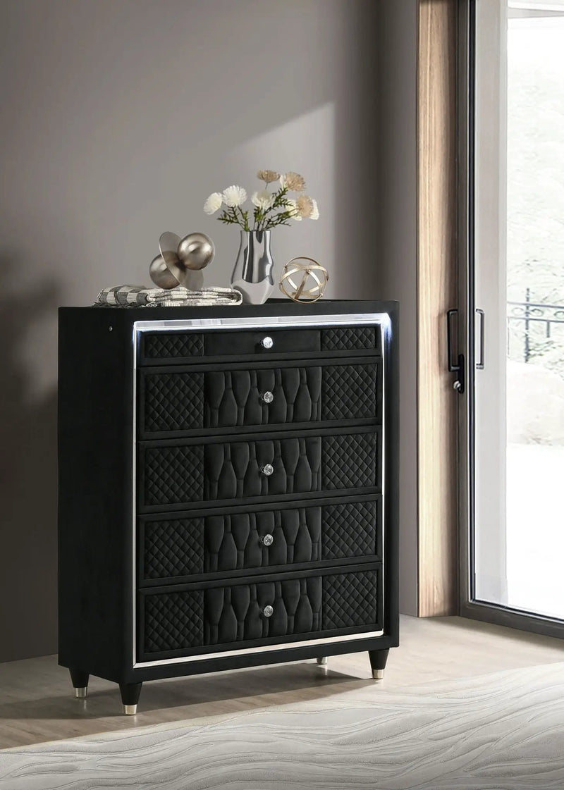 Lorient 5-drawer LED Chest of Drawers Black by Unique Piece Furniture