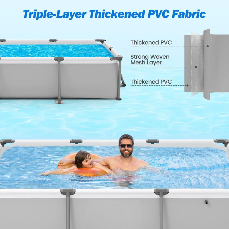 690/978/1158/1617 Gal Outdoor Family Swimming Pool with Metal Frame by DirectDeals
