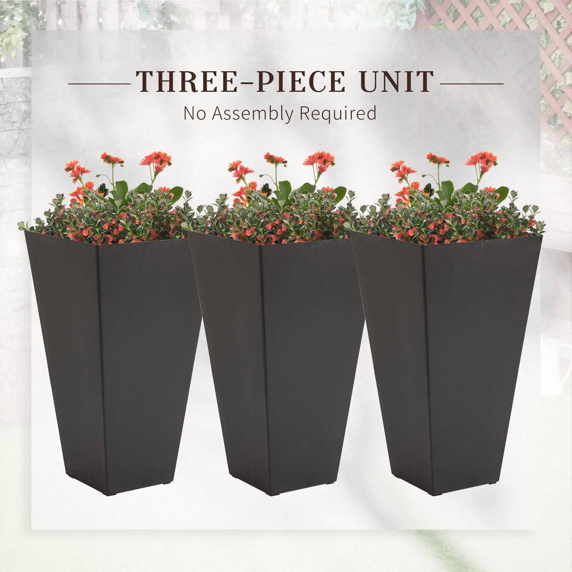 Outsunny Set of 3 Tall Planters with Drainage Hole by HouseOfZazla