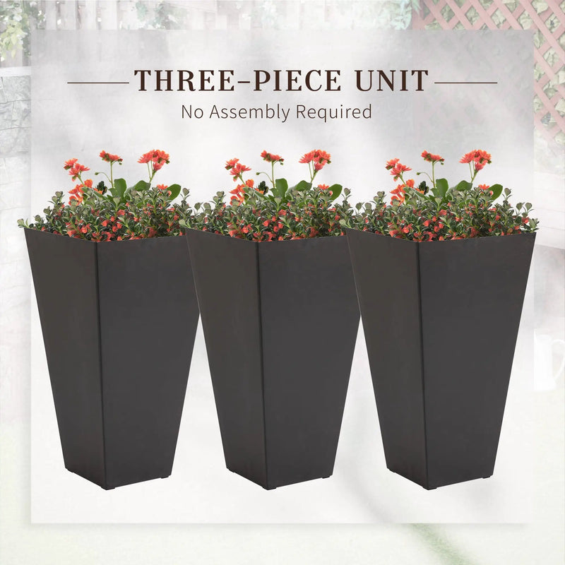Outsunny Set of 3 Tall Planters with Drainage Hole by HouseOfZazla