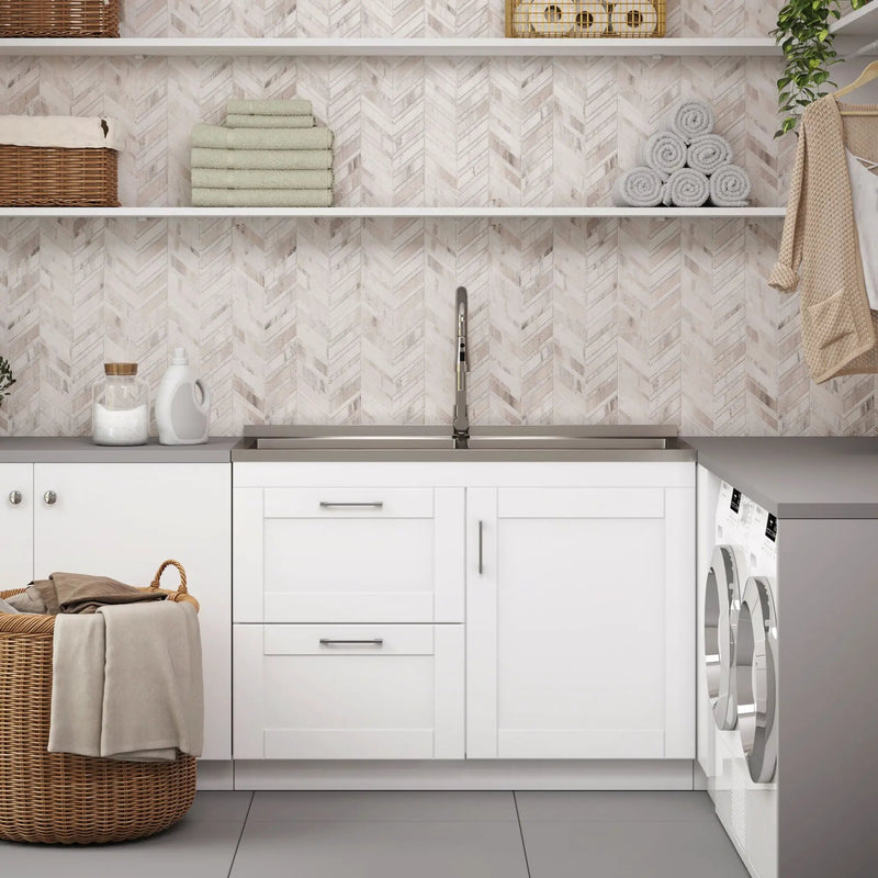 Shaker - Modern Wide Laundry Cabinet With Faucet And Sink - White by HouseOfZazla