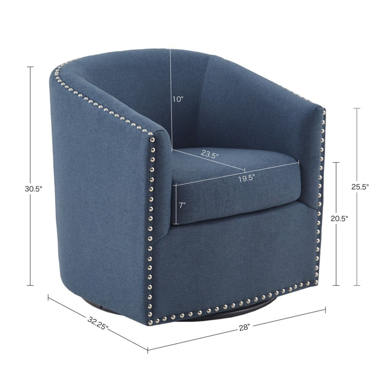 Luxurious Swivel Chair with 360 Degree Rotation and Nailhead Trim - Pearl Silver, photo 13 of 40