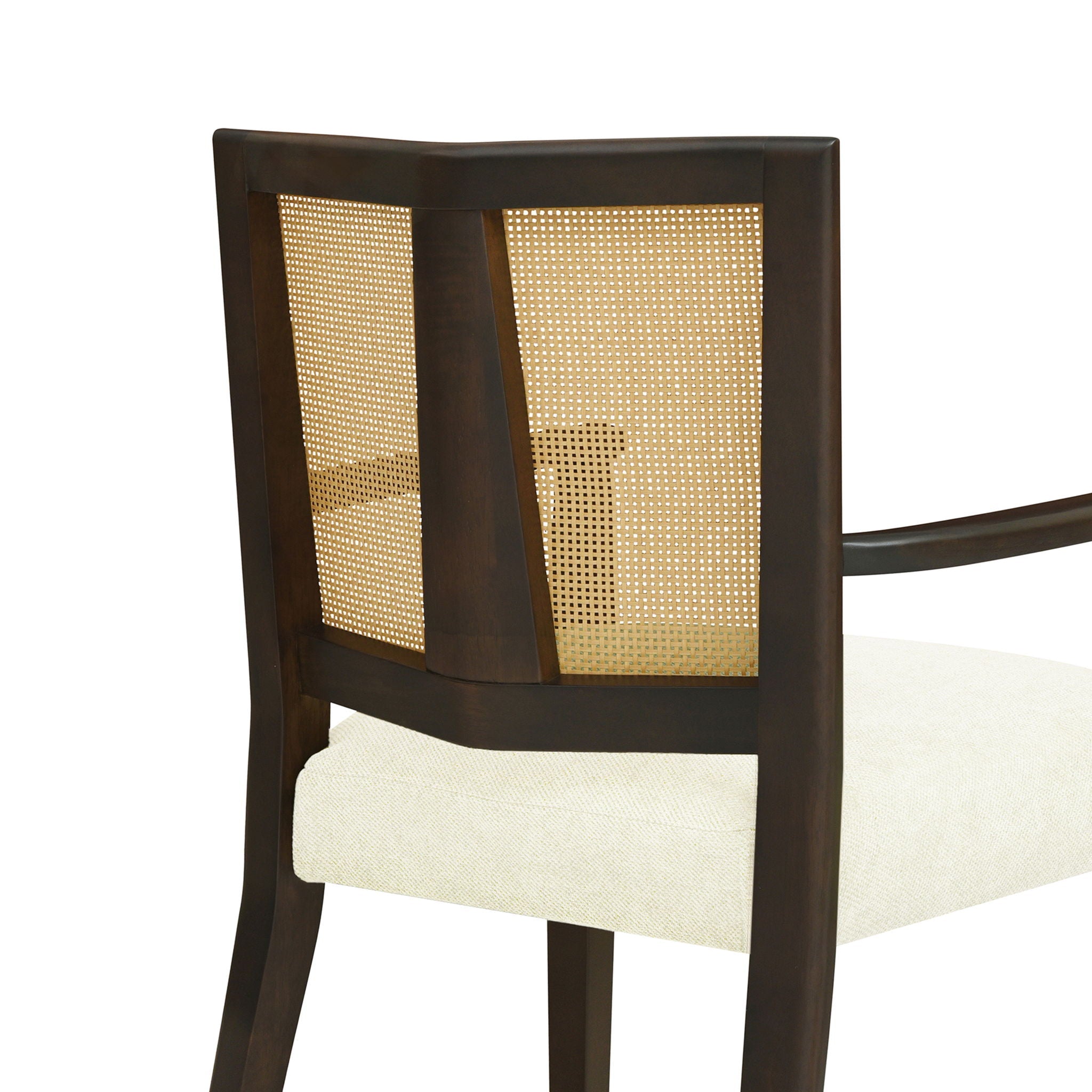 Mid Century Modern Arm Dining Chair Set With Rattan Backrest by HouseOfZazla