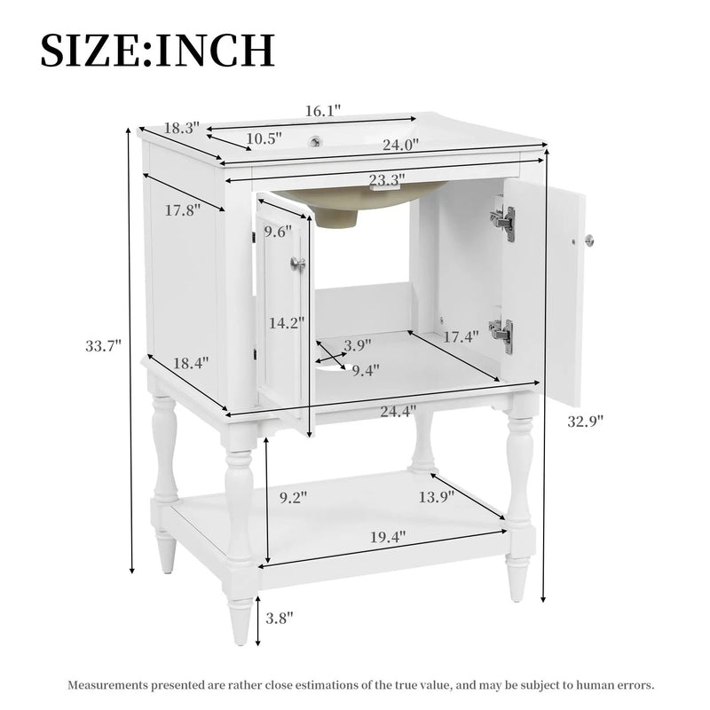 Modern Bathroom Vanity With Sink, Rectangular Cabinet With Open Shelf And Closed Storage by Unique Piece Furniture