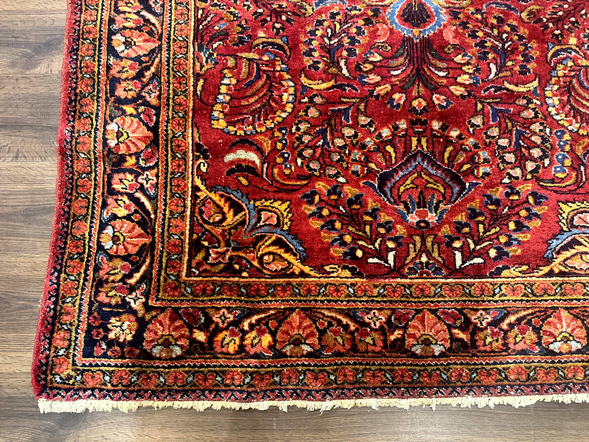 Persian Lilihan Rug 5x6, Red, Floral, Antique Persian Carpet by Jewel Rugs