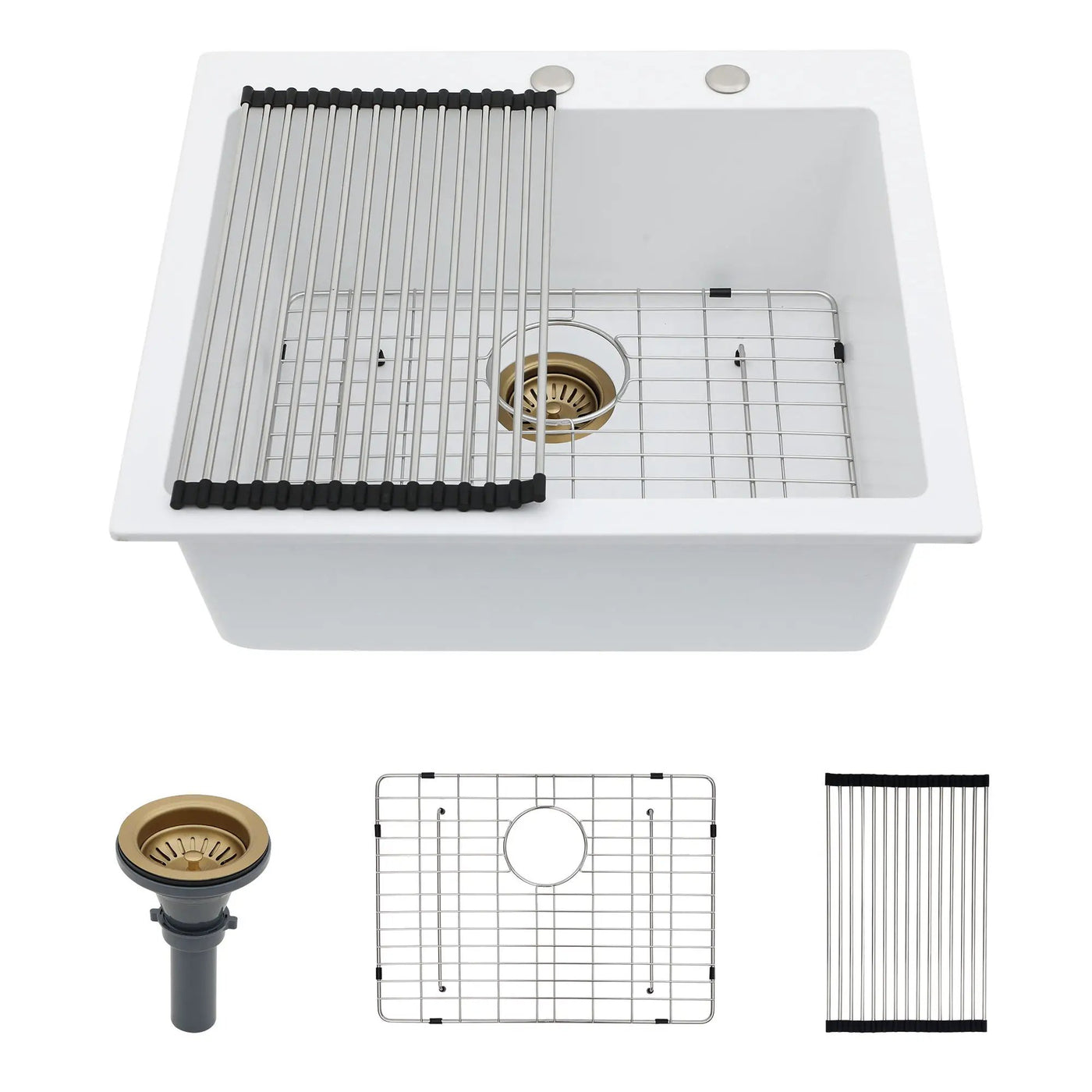 Quartz Kitchen Sink, Granite Composite, Drop In Sink With Durable Design by HouseOfZazla