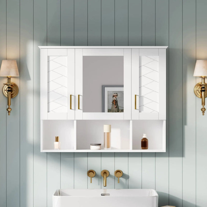 Modern Wall Mounted Medicine Cabinet With Adjustable Shelves, Soft Close Doors, High Define Mirror by Unique Piece Furniture
