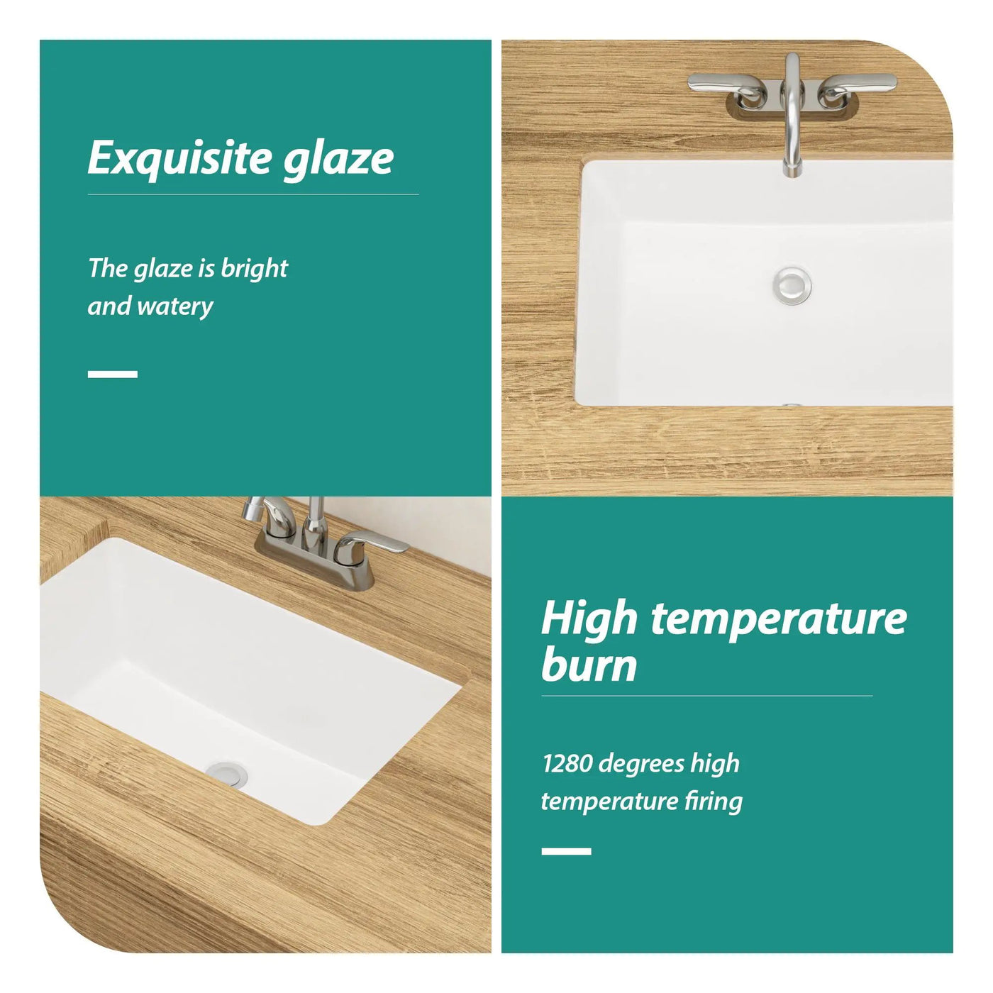 Modern Ceramic Undermount Bathroom Sink With Overflow, High Quality by HouseOfZazla