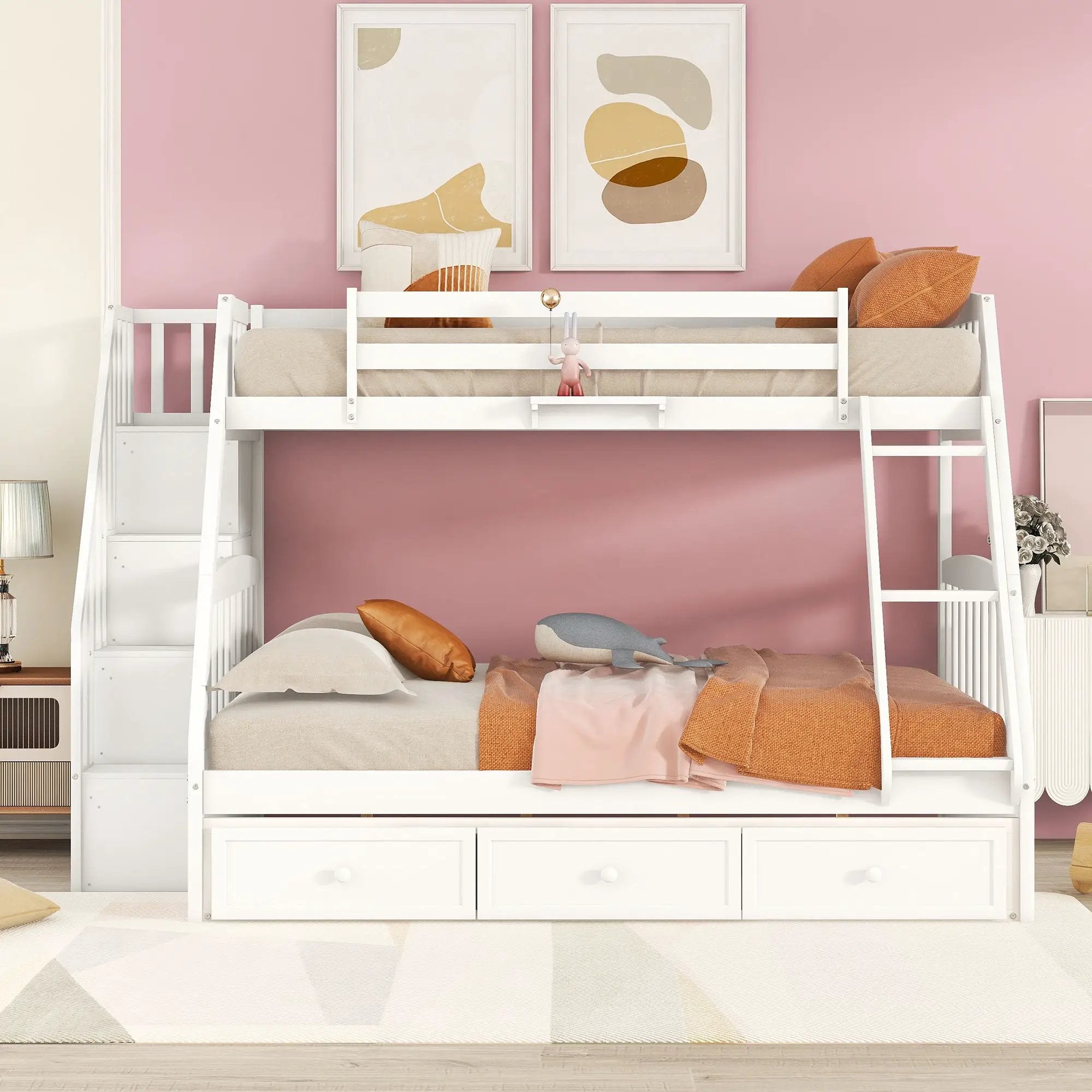 Bunk Bed With Drawers, Ladder And Storage Staircase by HouseOfZazla