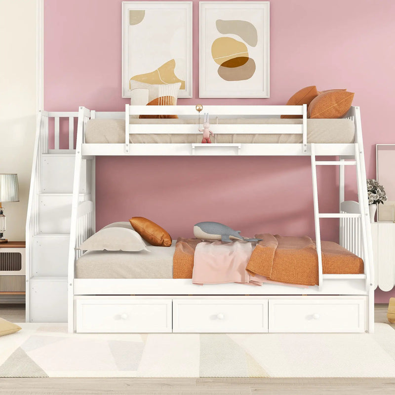 Bunk Bed With Drawers, Ladder And Storage Staircase by HouseOfZazla