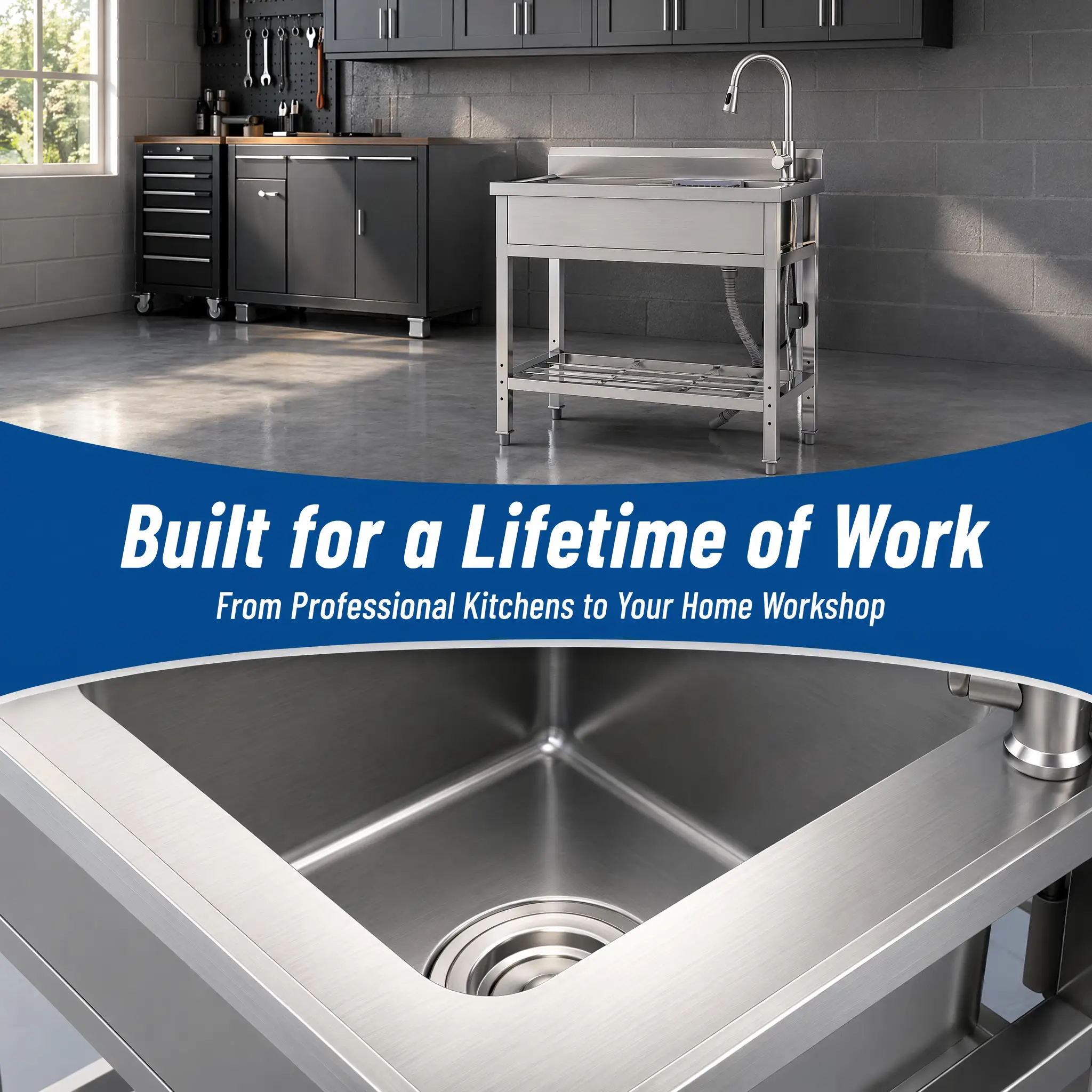 Stainless Steel Utility Sink, Freestanding Sink 2 by HouseOfZazla