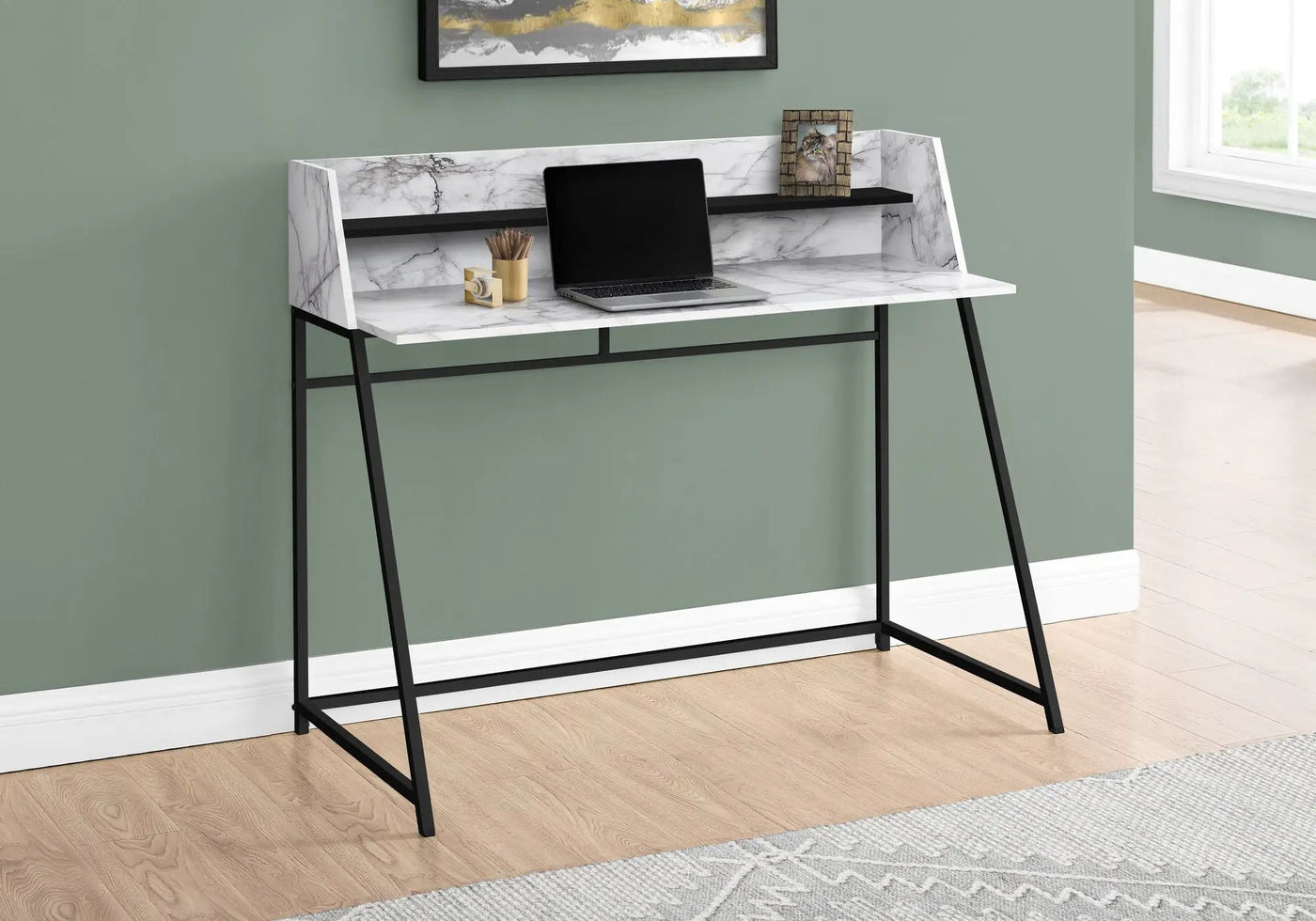 Computer Desk for Home Office Laptop with Storage Shelves, Contemporary & Modern by HouseOfZazla