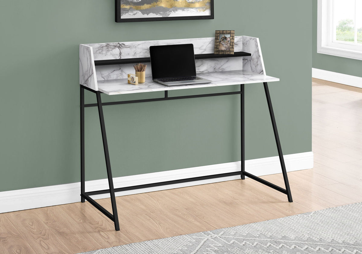 Modern Computer Desk with Storage Shelves – Wood & Metal, White/Black/Light Brown, photo 5 of 12