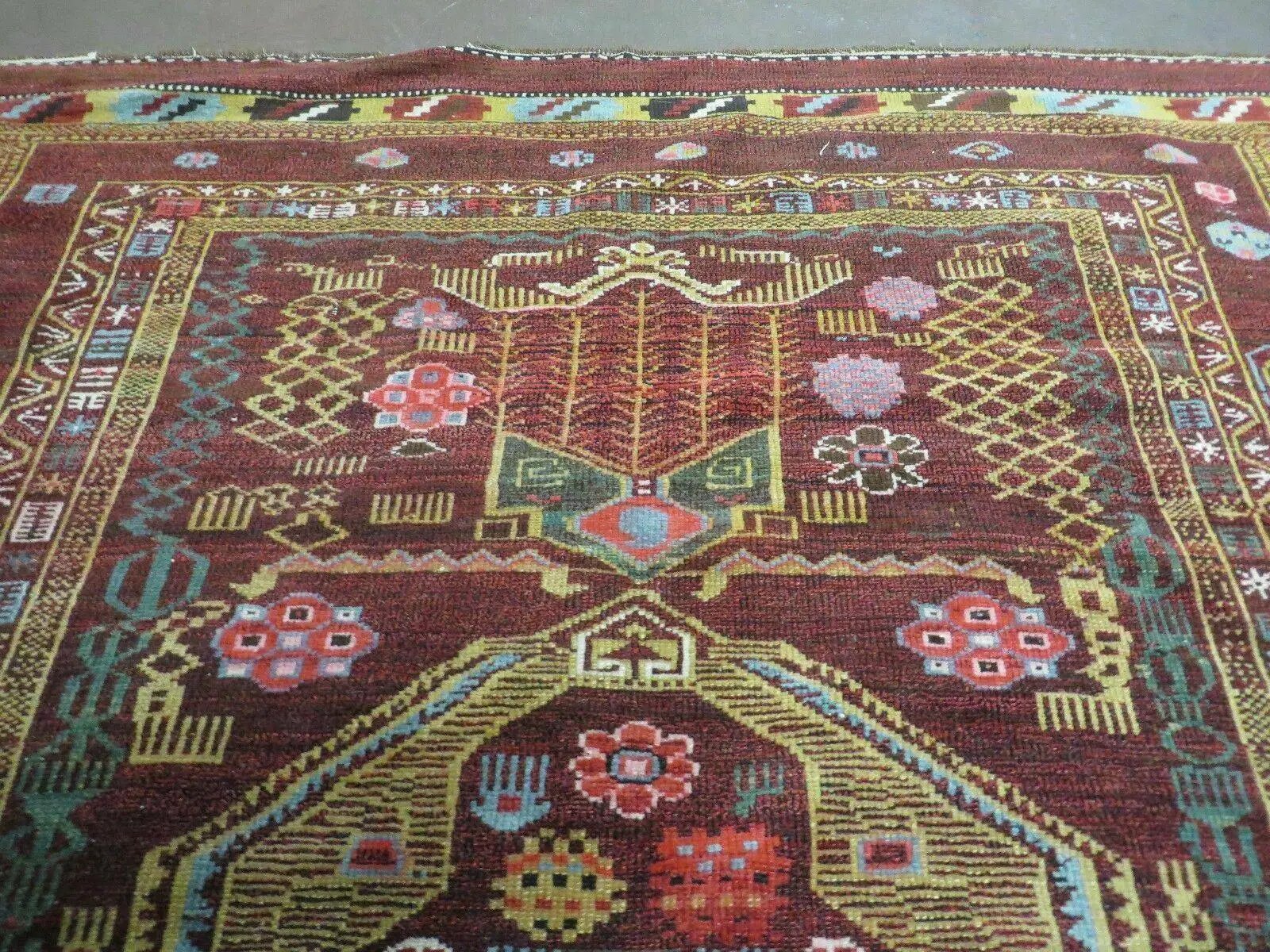 4' X 6' Antique Handmade Caucasian Shirvan Russian Armenian Wool Rug Colorful by Jewel Rugs