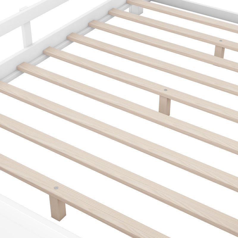 Wood Platform Bed With Built In LED Light, Storage Headboard And Guardrail by Unique Piece Furniture