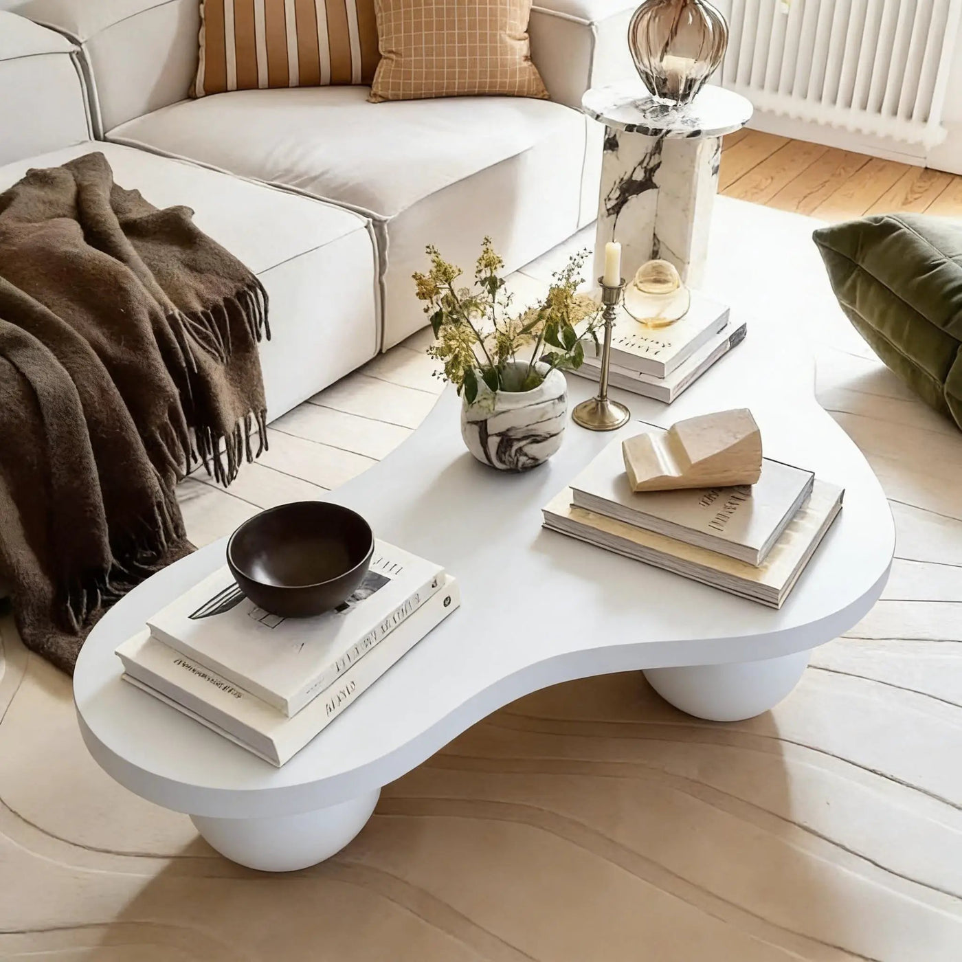 Cloud Shaped Coffee Table With 3 Ball Legs For Living Room by HouseOfZazla