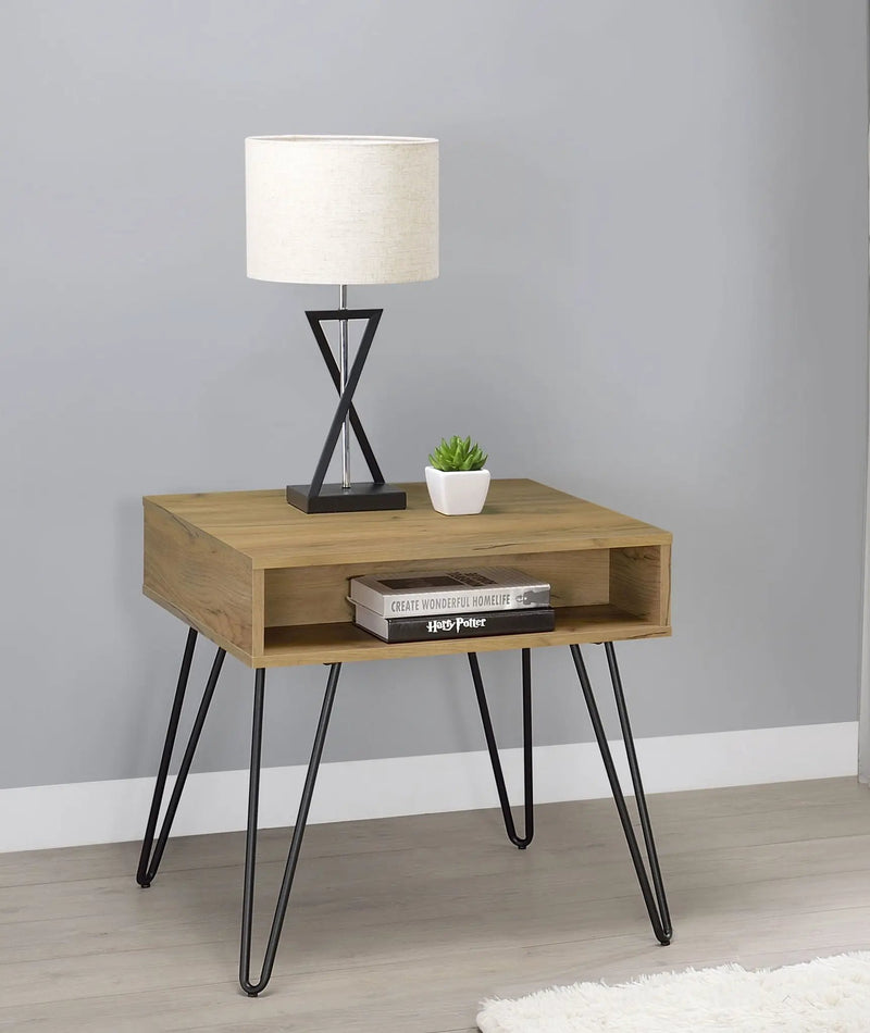 Fanning Engineered Wood Side End Table Golden Oak by Unique Piece Furniture