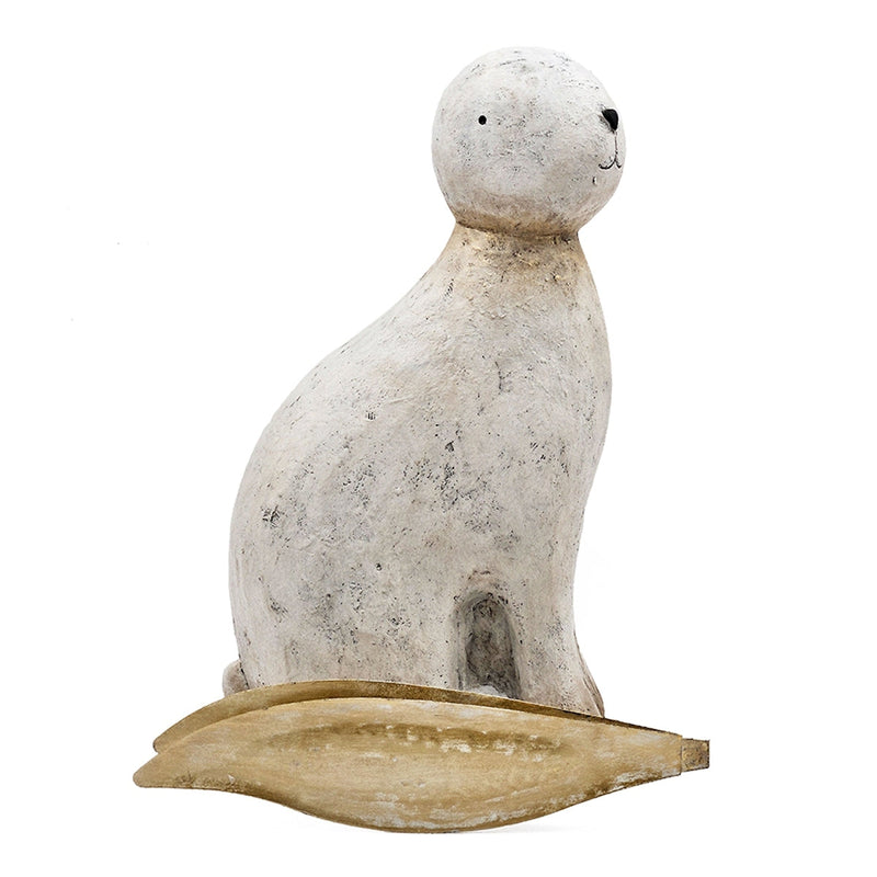 White Magnesium Rabbit Figurine with Gold Iron Ears by HouseOfZazla
