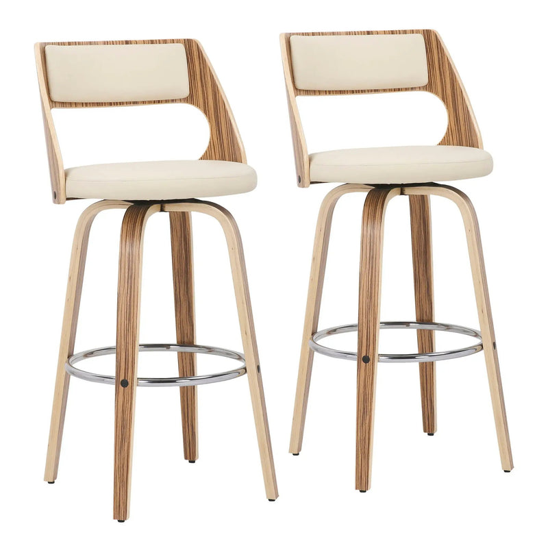 Cecina - Mid-Century Modern Fixed Height Barstool With Swivel (Set of 2) - Zebra / Cream by Unique Piece Furniture