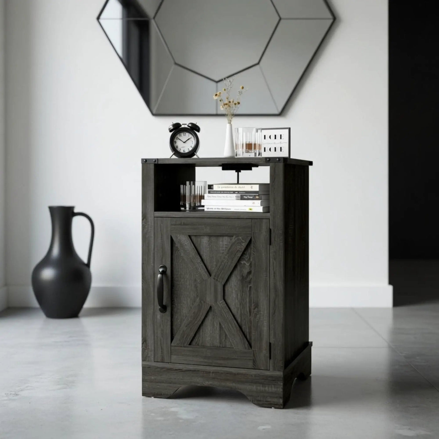 Farmhouse Nightstand, Charging Station & Storage by HouseOfZazla