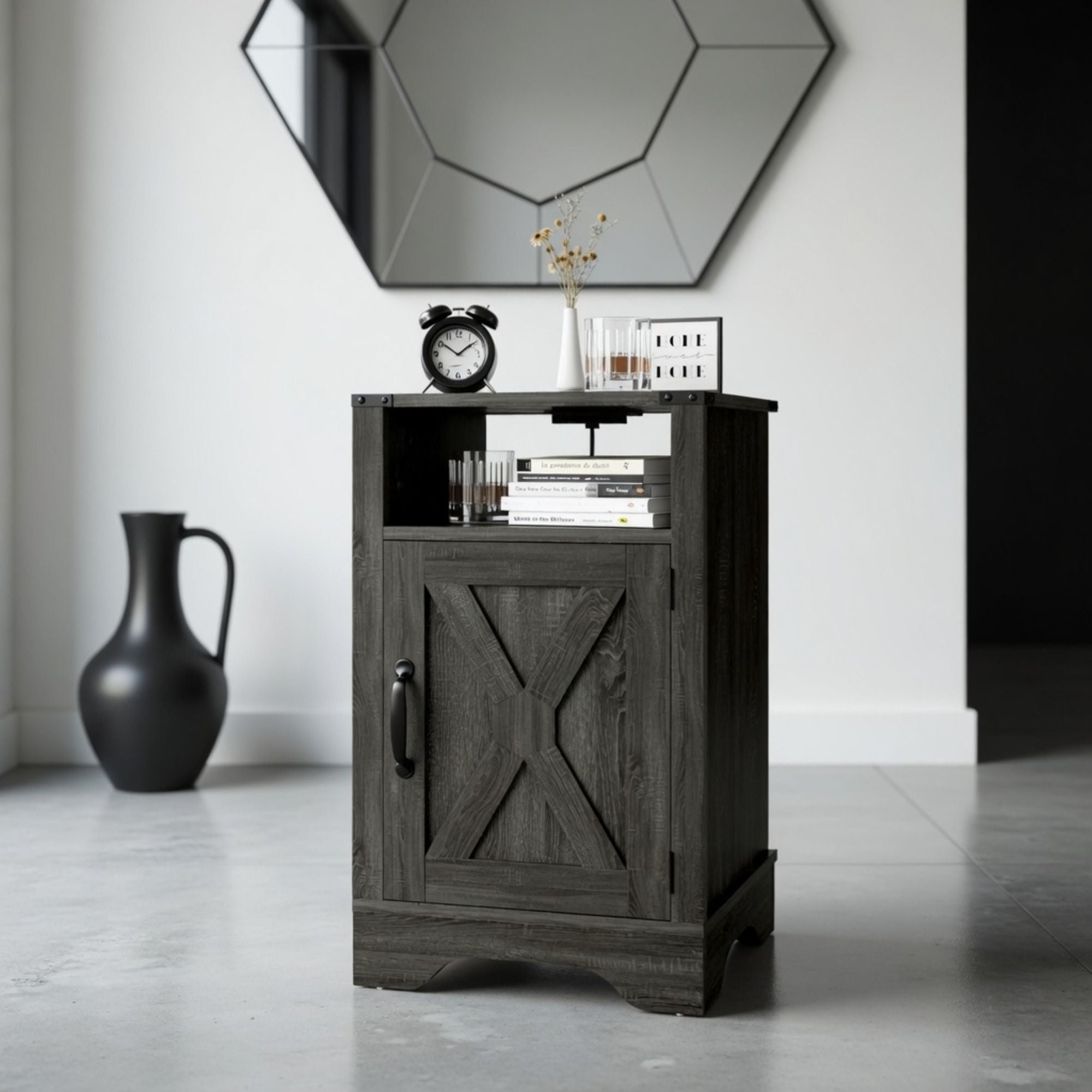 Farmhouse Nightstand, Charging Station & Storage by HouseOfZazla