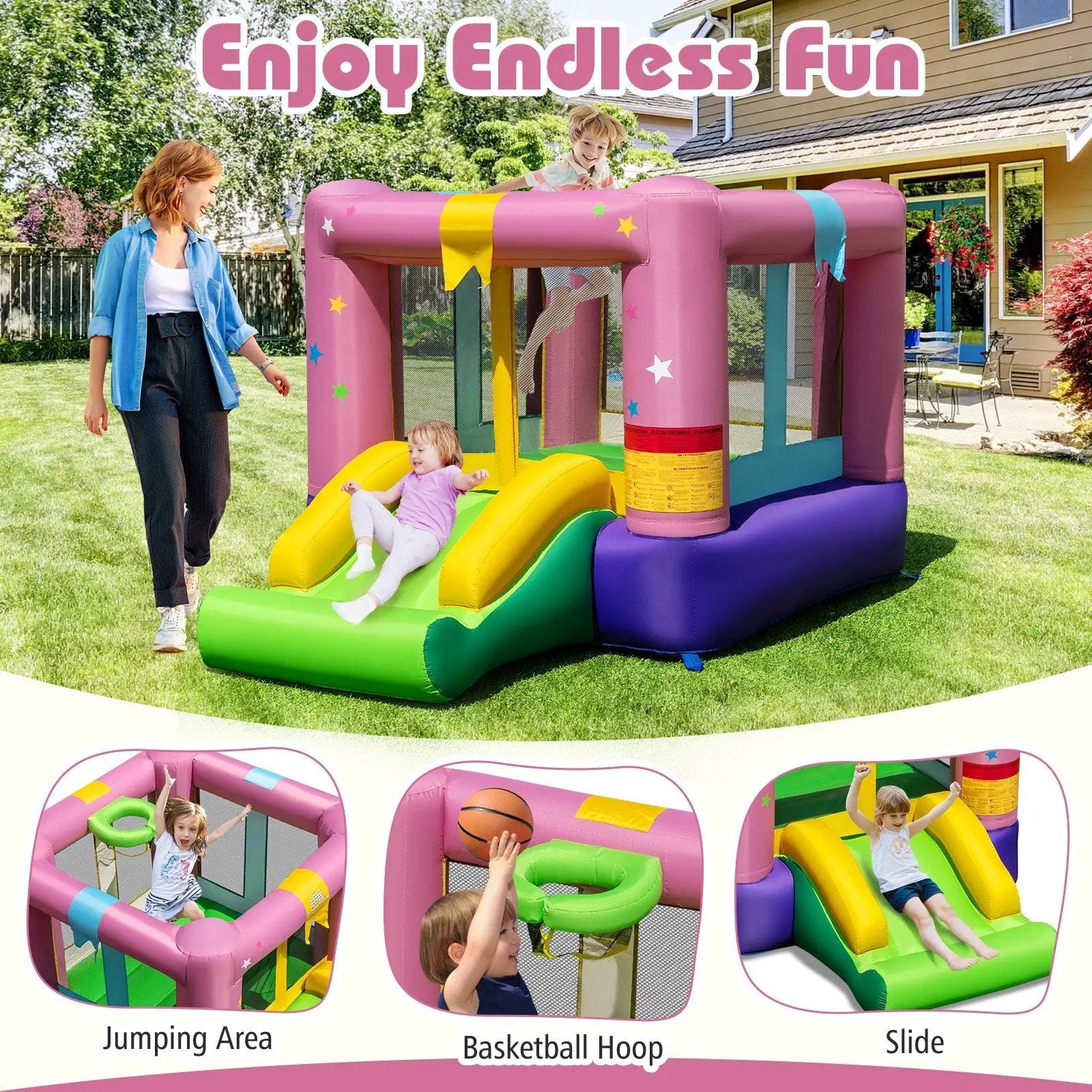 Bouncy Castle with Jumping Area and 480W Blower by DirectDeals