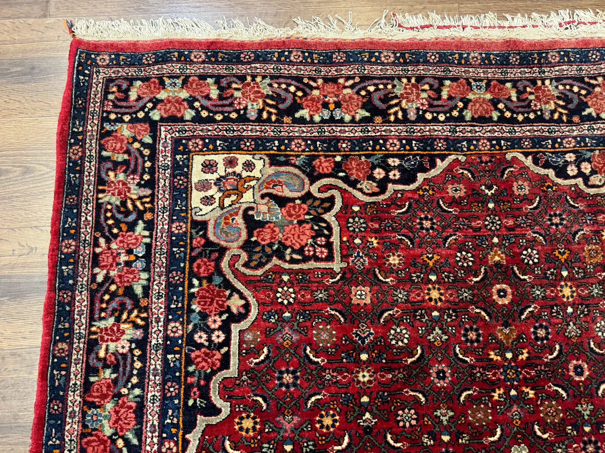 Antique Persian Rug 5x7, Red, Fine 260 KPSI, Bidjar Carpet by Jewel Rugs