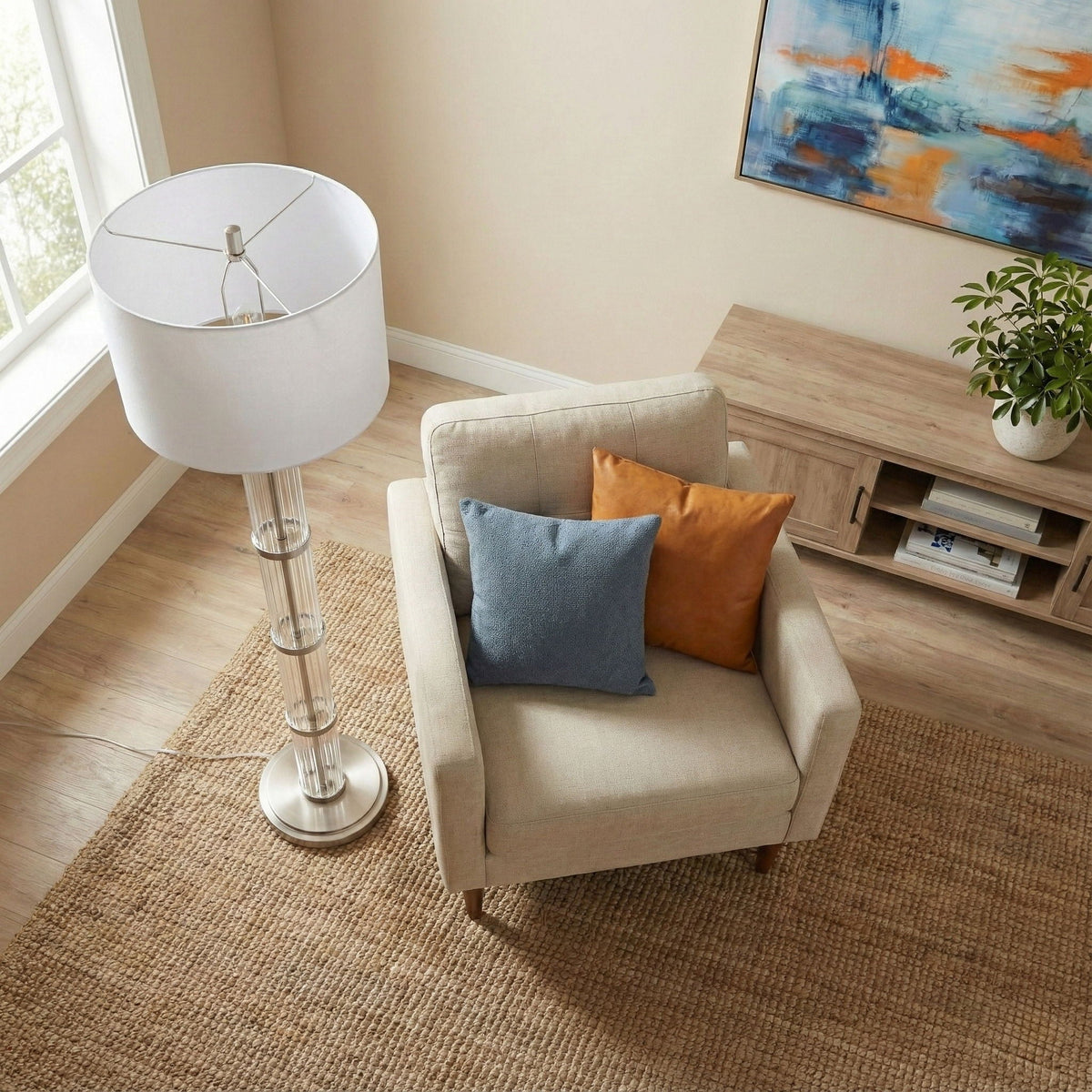 Nimbus Floor Lamp With 3-Way Rotary Switch Clear Body Base - Silver Gray / White, photo 4 of 5
