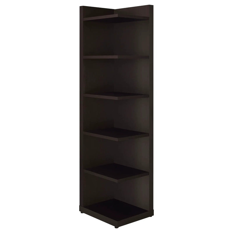Alder 71-inch 6-shelf Corner Bookcase Cappuccino by Unique Piece Furniture
