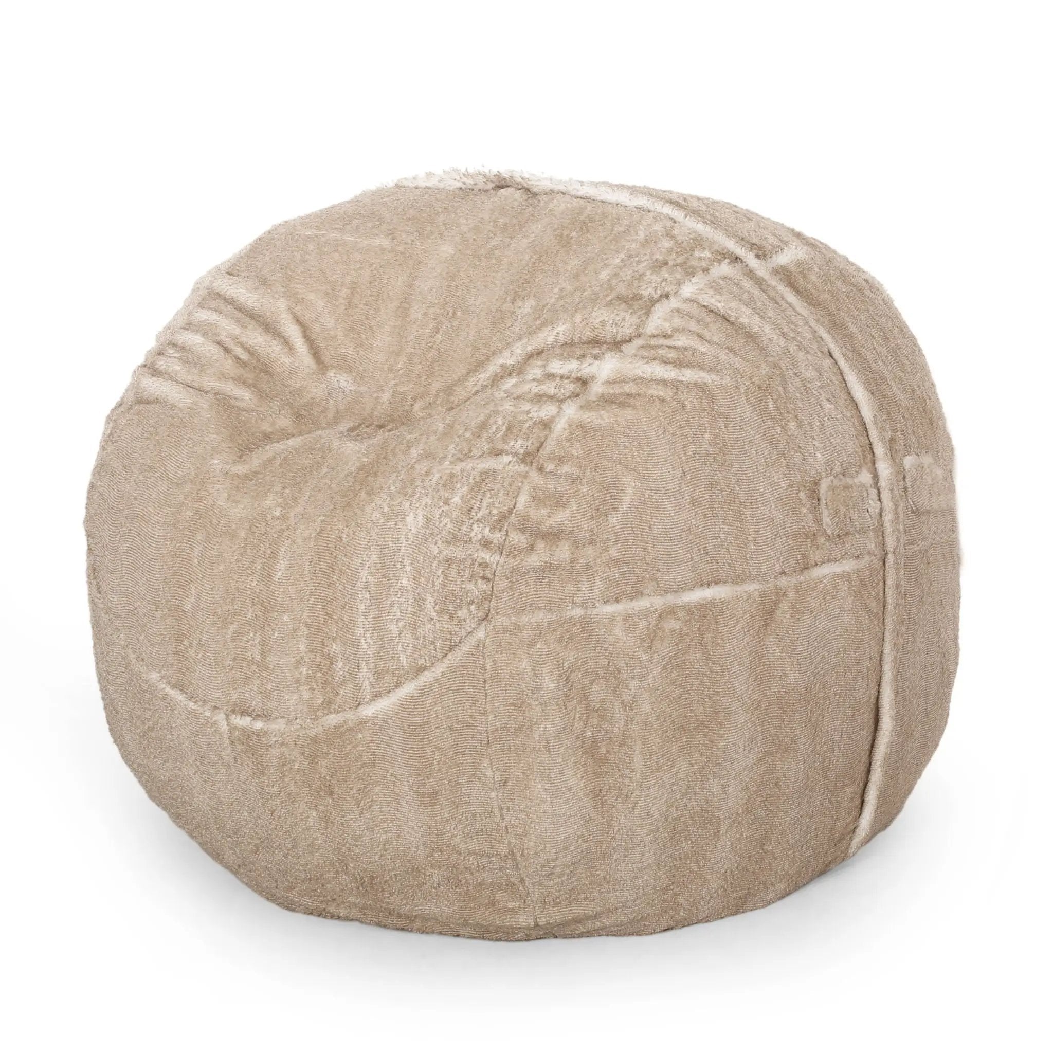 Vida - Modern 5 Foot Rounded Bean Bag - Snow White / Beige by Unique Piece Furniture