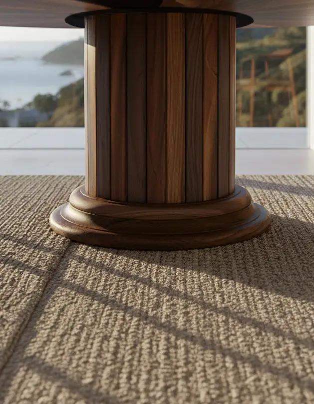 Round Dining Table with Solid Wood Drum Pedestal Base by Gizz