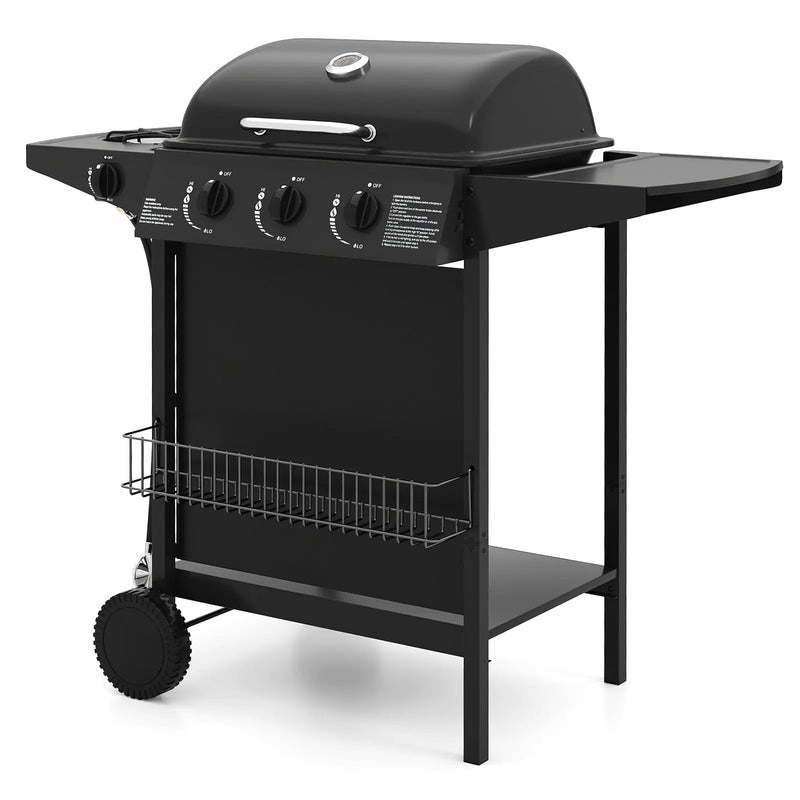 39 000 BTU Outdoor Burner Propane Gas Grill on Wheels-Black by DirectDeals