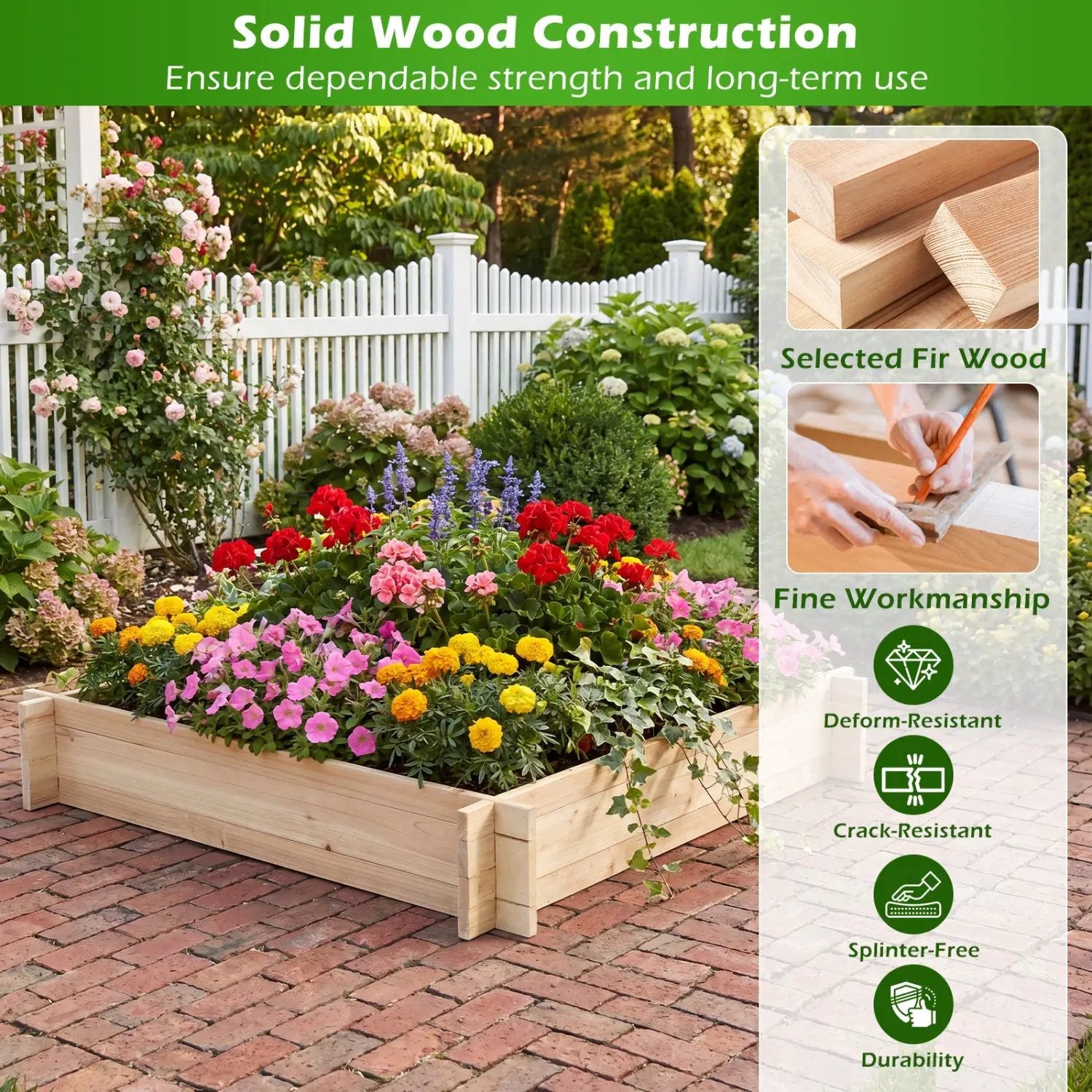 39.5" x 39.5" Square Wooden Raised Garden Bed by DirectDeals