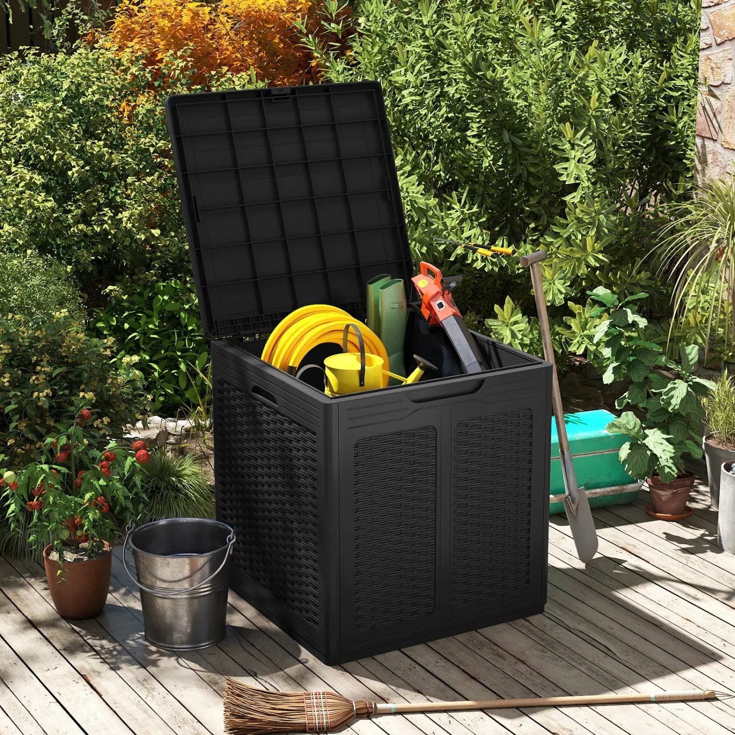 39 Gallon Deck Box with Lockable Lid - Weatherproof Storage by DirectDeals