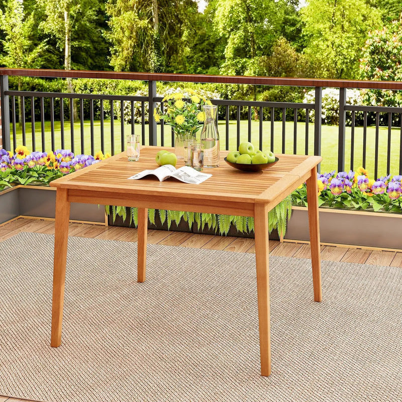 40 Inch Acacia Wood Dining Square Bistro Table with 1.96 Inch Umbrella Hole by DirectDeals