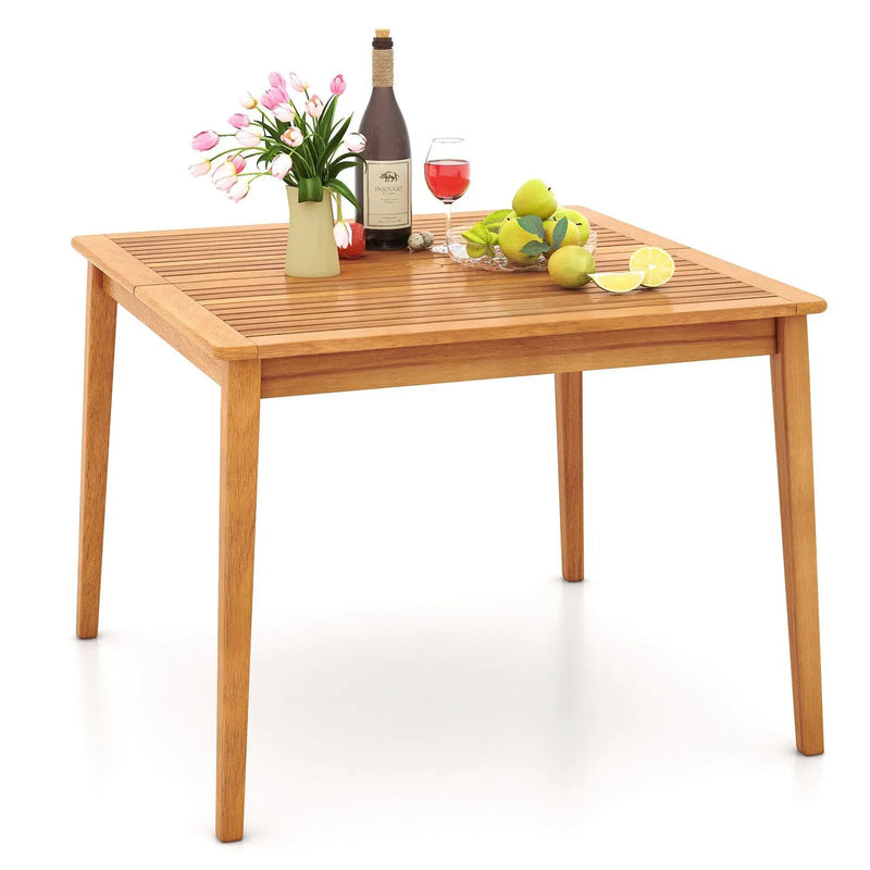 40 Inch Acacia Wood Dining Square Bistro Table with 1.96 Inch Umbrella Hole by DirectDeals