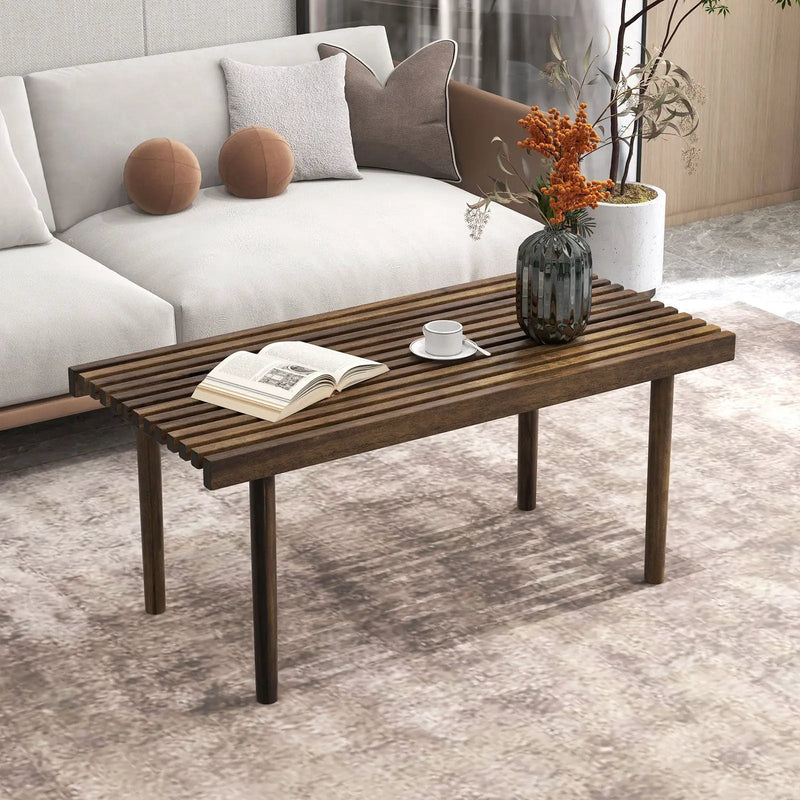 39 Inch Coffee Table with Slatted Tabletop for Living Room & Reception Room by DirectDeals