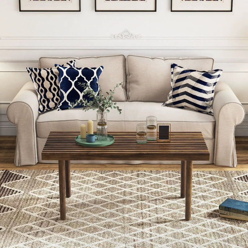 39 Inch Coffee Table with Slatted Tabletop for Living Room & Reception Room by DirectDeals