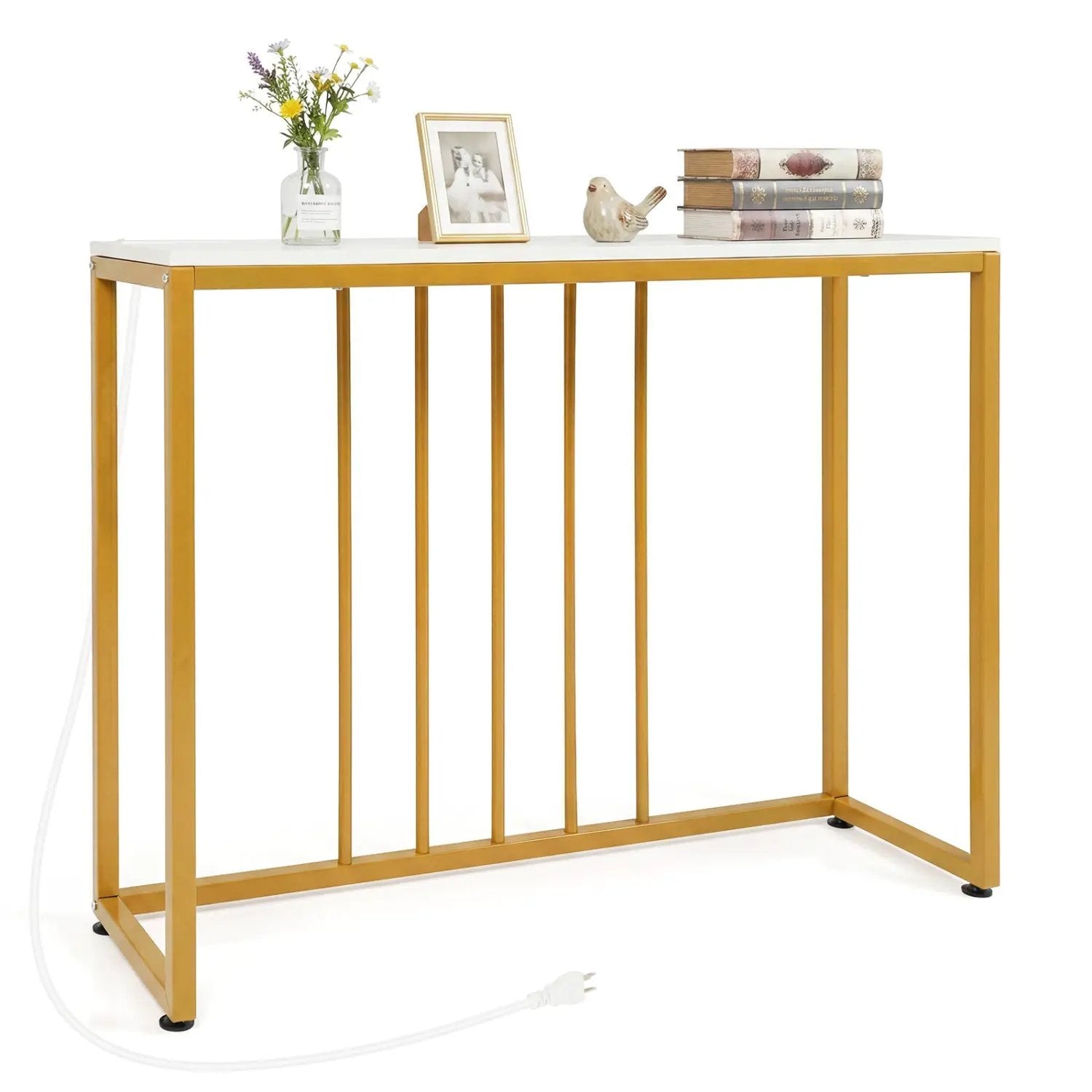 39"Modern Console Table with Built-in Charging Station by DirectDeals