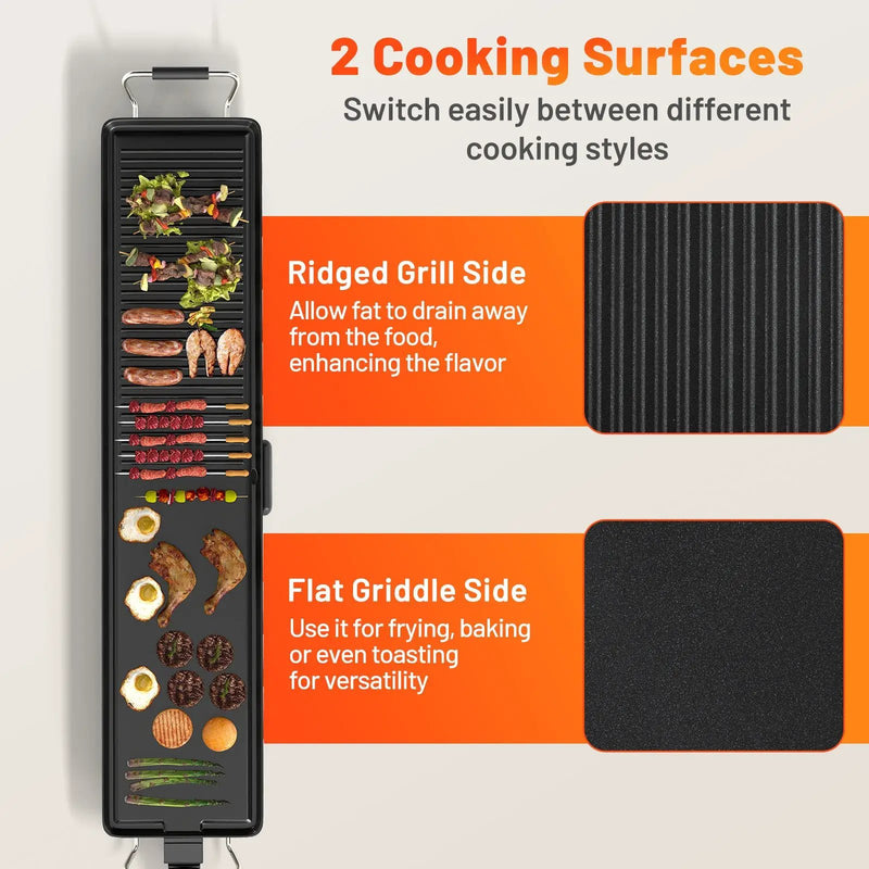 39.5 Inch Extra Large Electric Griddle with 2 Cooking Surface and Adjustable Temperatures by DirectDeals
