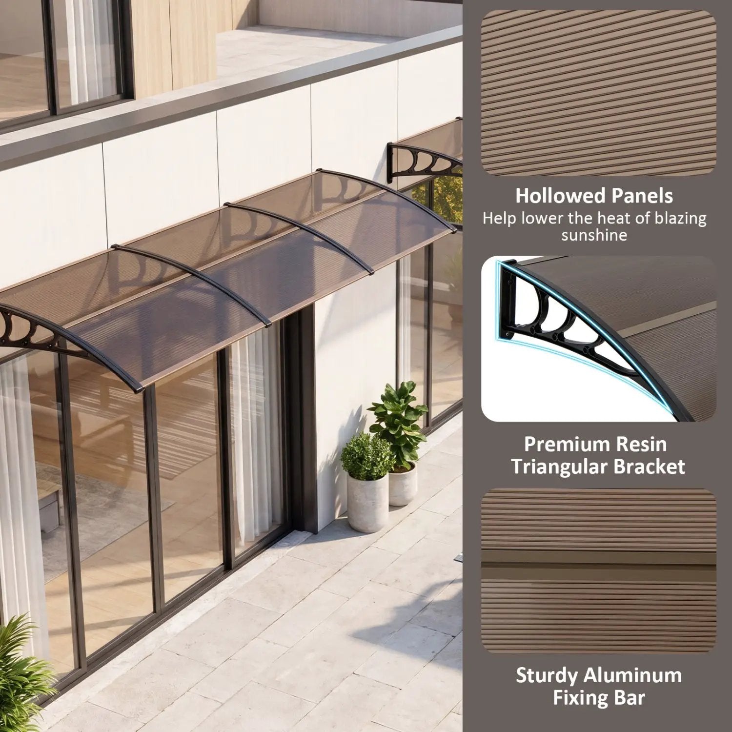Door Awning 39x30 Inch Polycarbonate Window Canopy by DirectDeals
