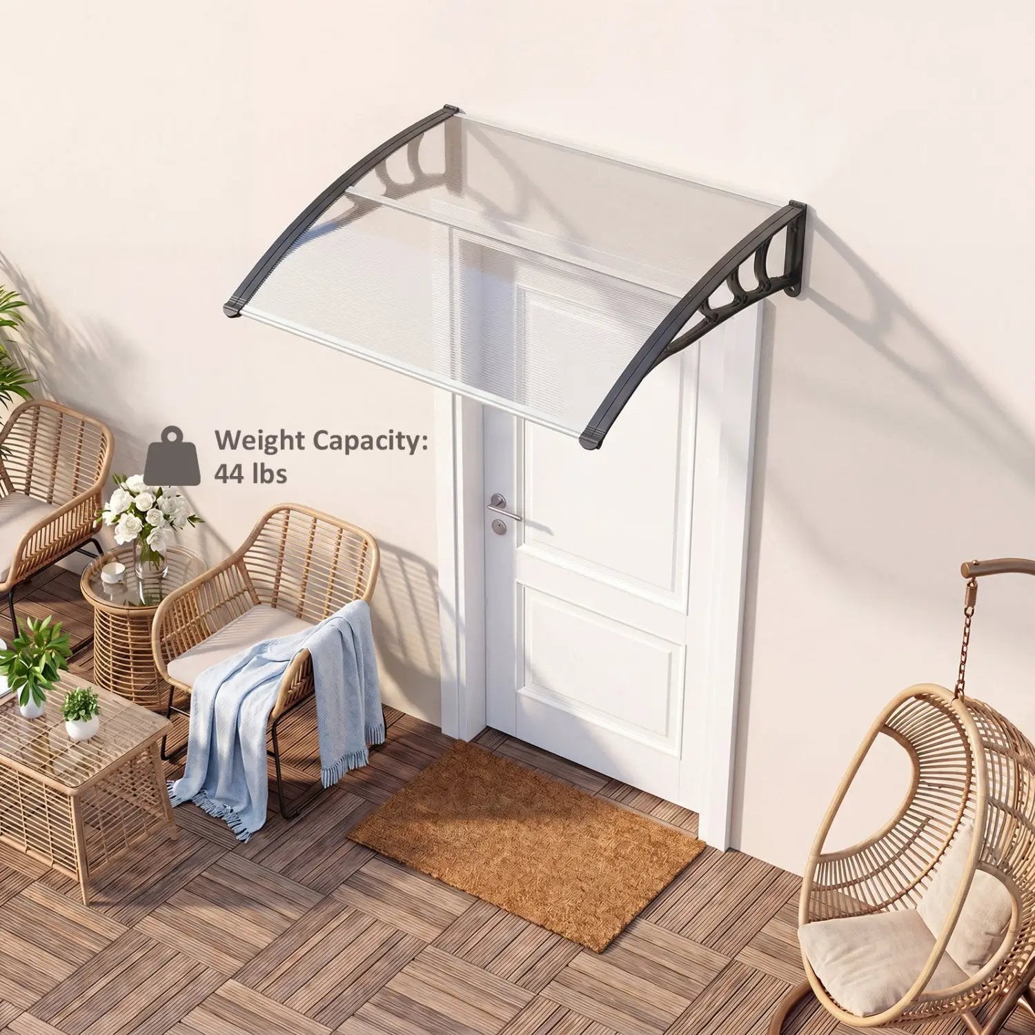 Door Awning 39x30 Inch Polycarbonate Window Canopy by DirectDeals